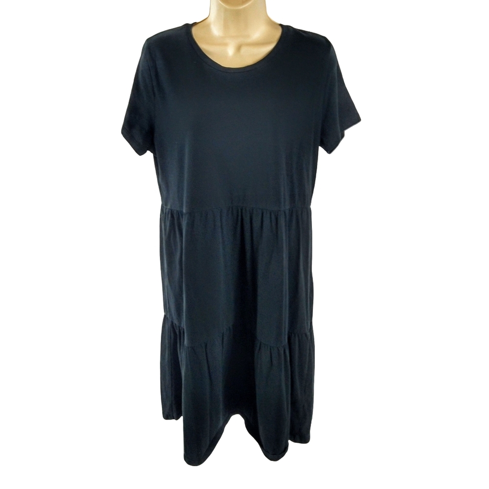 J. Crew Black Short Sleeve Tiered Dress